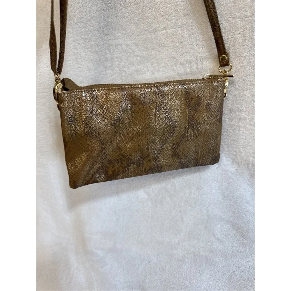 Carolina Hill Women’s Crossbody Multi Compartment‎ Zipper Slots Faux Snakeskin